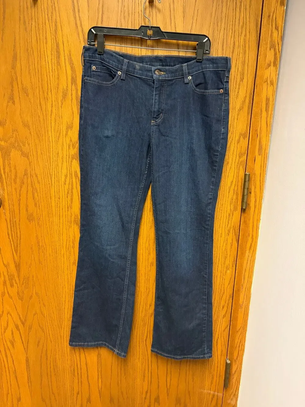 Duluth Trading Co Women's Bootcut Jeans Size 14x31 Dark Wash Stretch Denim